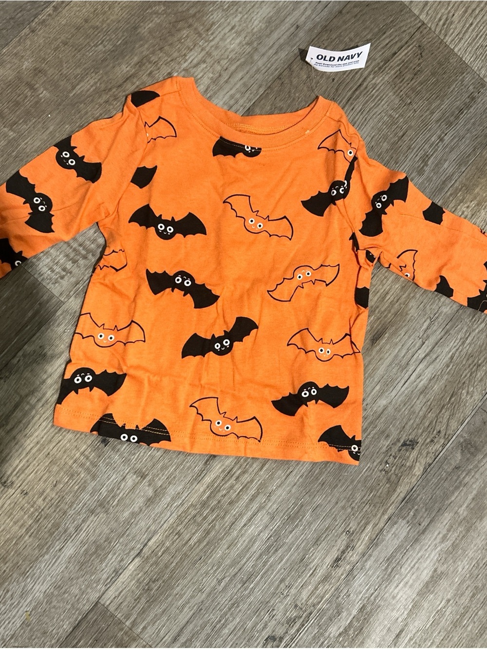Old Navy Orange Halloween Bat Print Long Sleeve Top